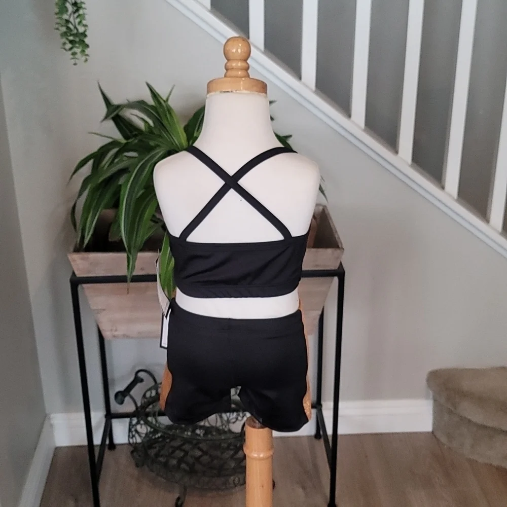 Shimmy Shimmy Inc Gold Hologram Dance crop top and short Set NWT Cheer Gym